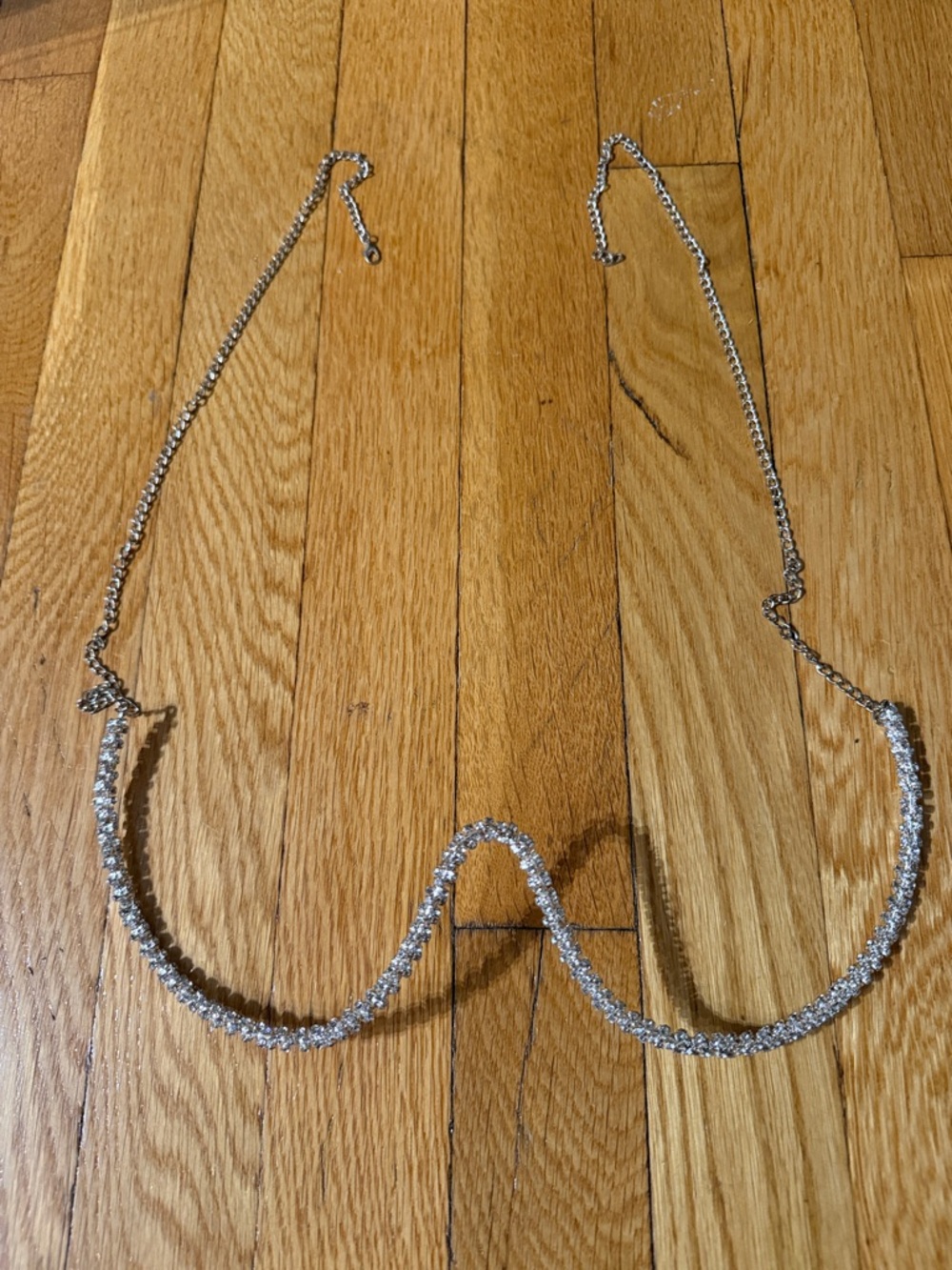 Crystal-Embellished Silver Chain Bra - Sparkling Silver